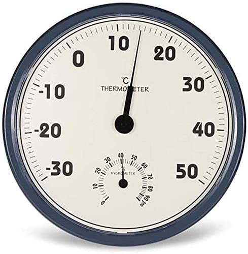 Large Round Wall-Mounted Thermometer Hygrometer - Indoor/Outdoor Temperature & Humidity Monitor for Home, Office, Nursery - Perfect for Living Room, Greenhouse, Patio, and Weather Station Use