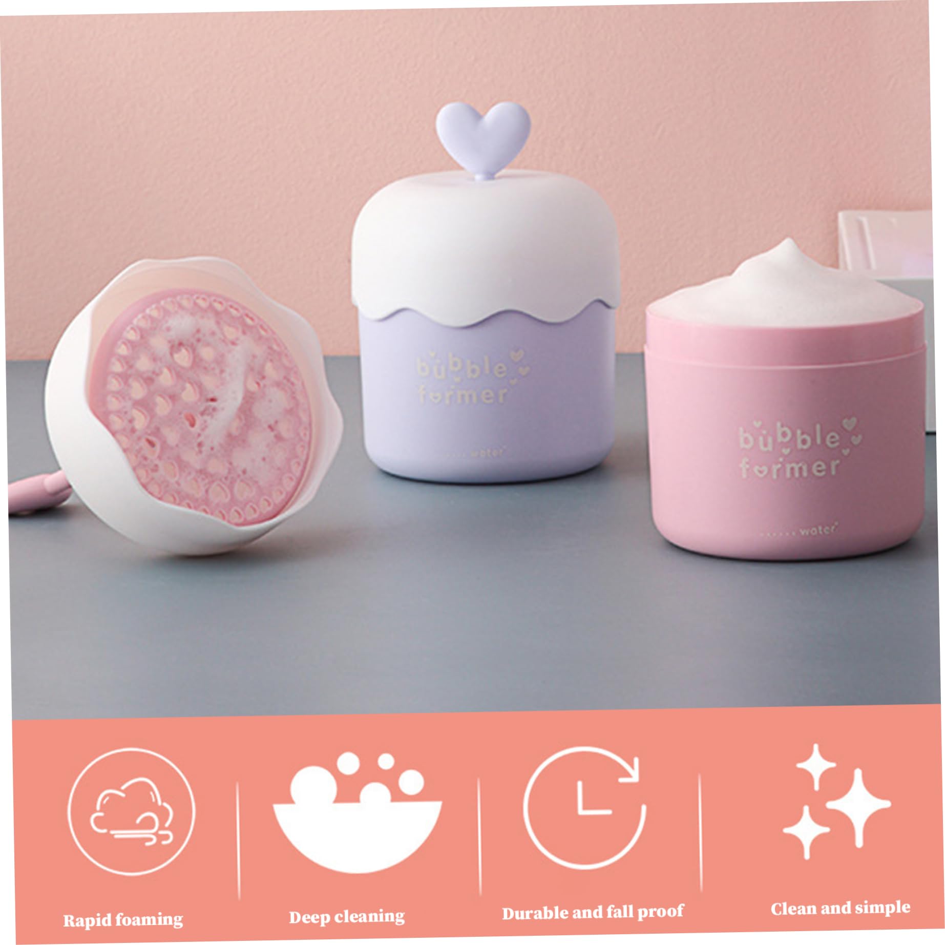 **2-Pack Cute Bubble Foam Maker for Face Wash | Fast Foaming Skincare Tool | Perfect for Home & Travel | Gentle Cleansing for Sensitive Skin**