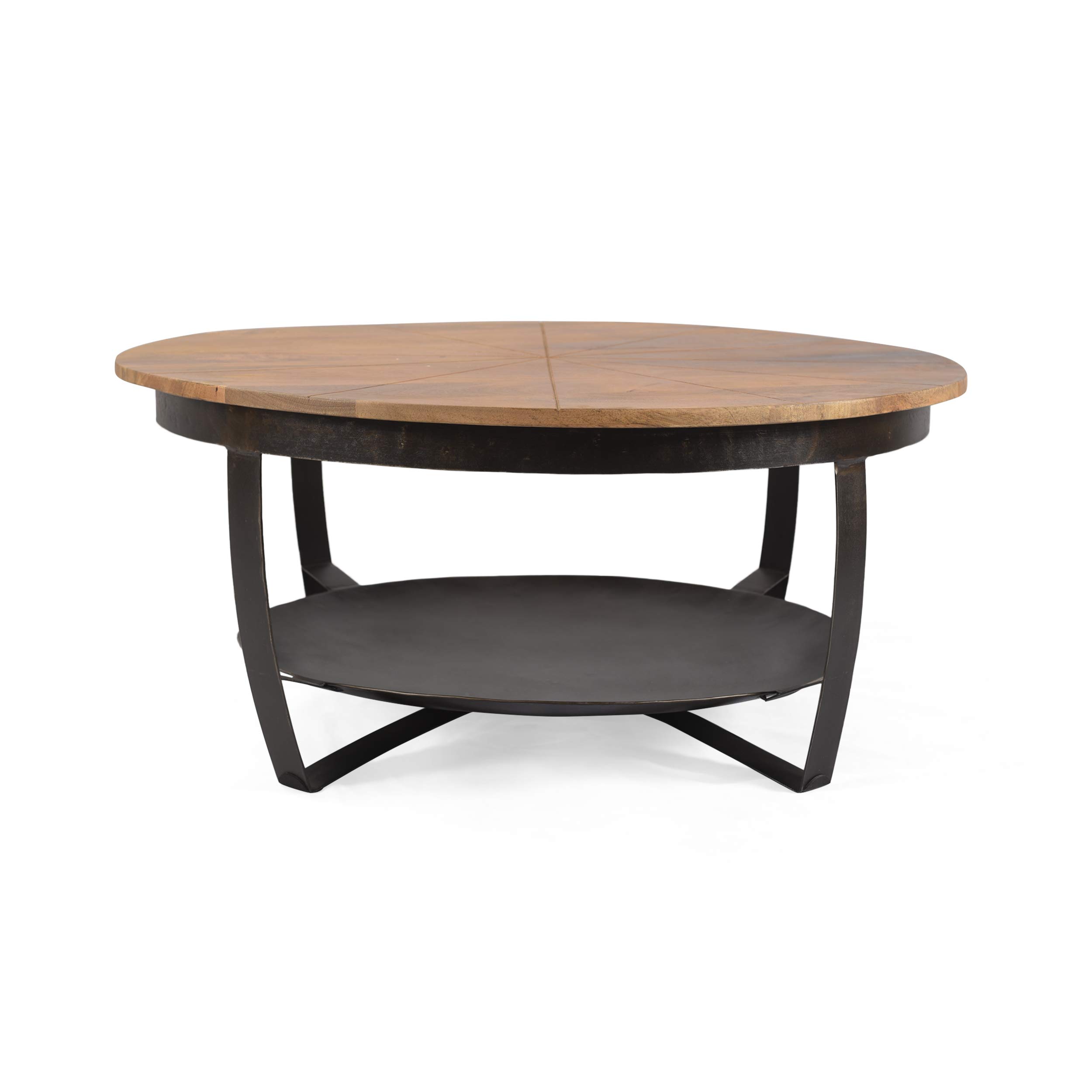 Christopher Knight Home Meroy Coffee Table - Natural & Black Finish - Modern Living Room Furniture for Small Spaces & Apartments