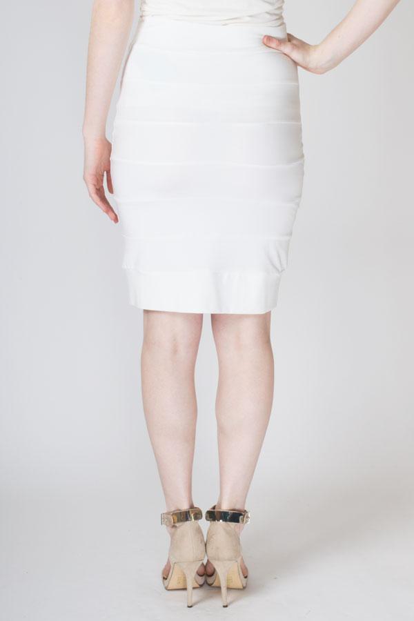 Jonelle Skirt - White Bamboo Fabric Women's Midi Skirt | Eco-Friendly & Breathable | Perfect for Summer, Beach & Casual Outings