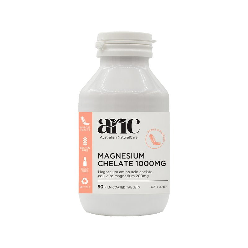 Australian Natural Care Magnesium Chelate 1000mg - 90 Tablets for Muscle Recovery, Stress Relief & Better Sleep | High Absorption Magnesium Supplement for Athletes & Active Lifestyles