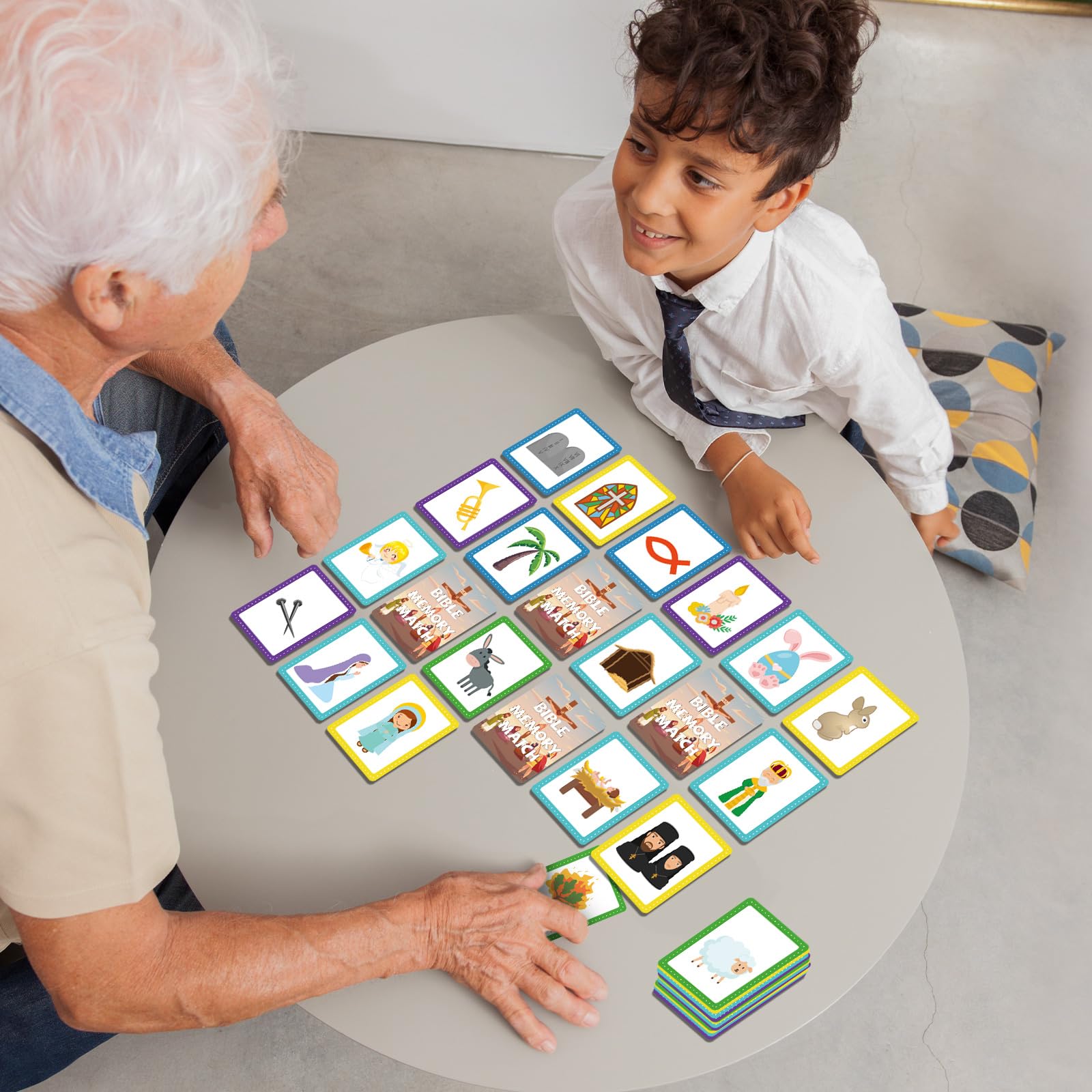 50 Pairs Bible Memory Matching Game for Kids - Christian Educational Easter Card Game - Fun Family Activity for Sunday School, Easter Parties & Homeschool Learning