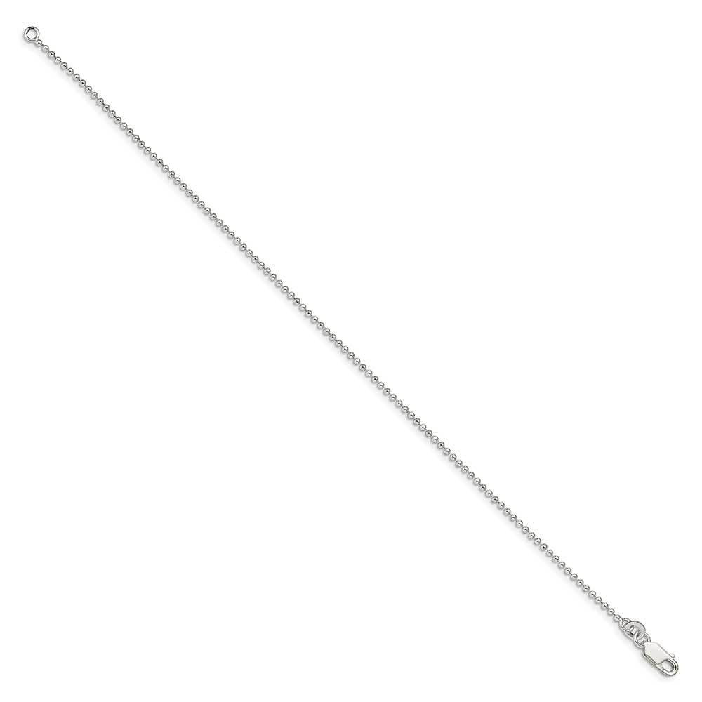 1.5mm Sterling Silver Beaded Chain Anklet - Dainty Ankle Bracelet for Women, Perfect for Everyday Wear & Beach Outfits