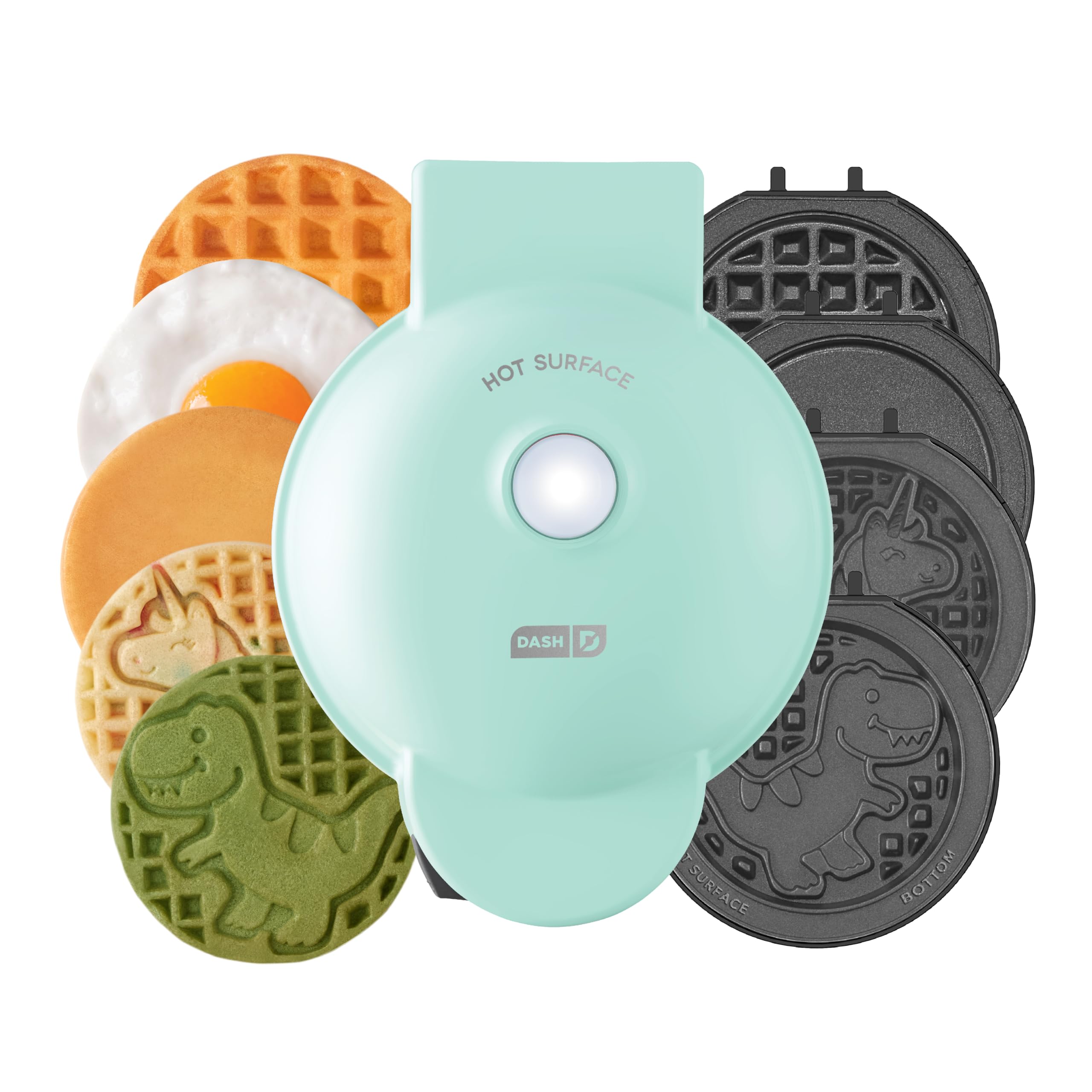 DASH Multimaker Mini System - 4-in-1 Waffle Maker with 6 Removable Nonstick Plates (4-inch), Compact Waffle Iron & Griddle for Kids & Families - Perfect for Breakfast, Snacks, and Party Treats - Aqua Color