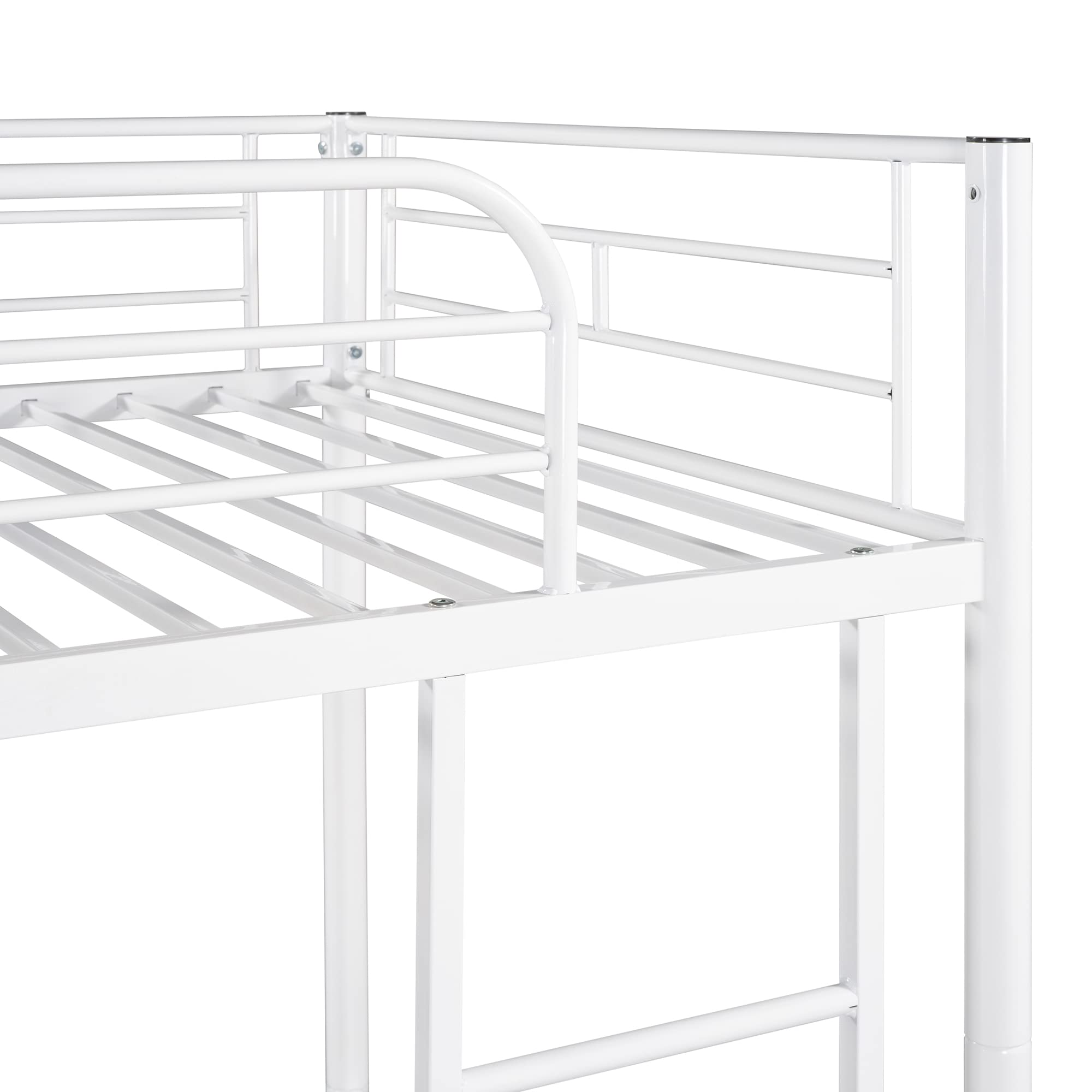 Twin Over Twin Metal Bunk Bed with Ladder & Safety Rail - Convertible to 2 Separate Beds | Space-Saving Kids & Guest Room Solution