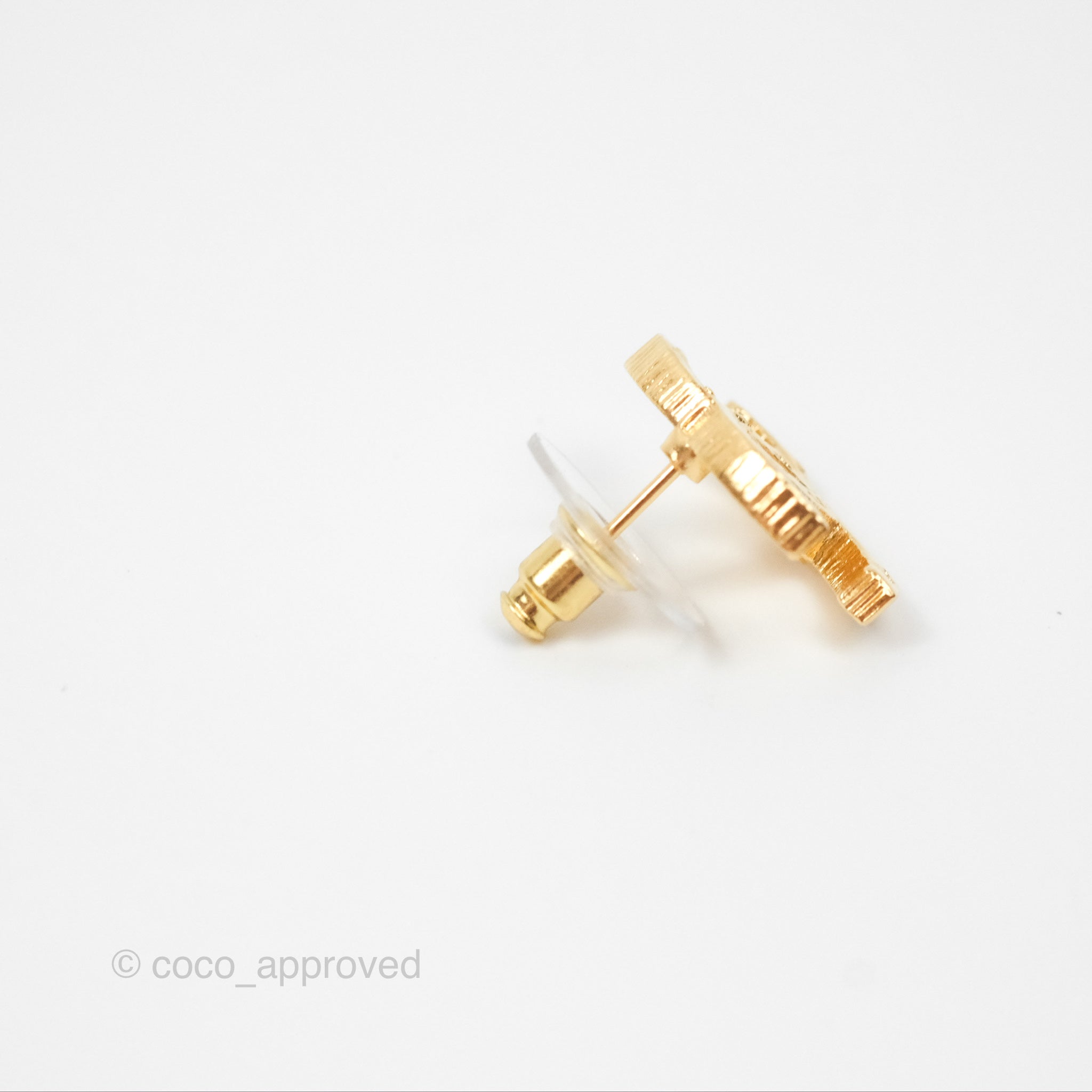 Chanel CC Logo Stud Earrings - 24K Gold Tone Luxury Fashion Jewelry for Women - Perfect for Parties, Weddings & Special Occasions