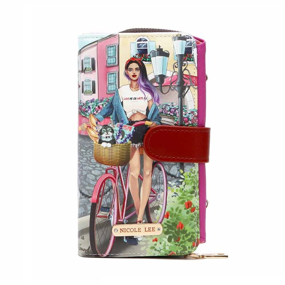 NICOLE LEE DESTINY Flip Phone Wallet Case - Universal Size with Credit Card Slots, Eco Leather, Detachable Crossbody Strap - Perfect for iPhone & Android Phones (Model HP7300) | Ideal for Travel, Shopping & Everyday Use