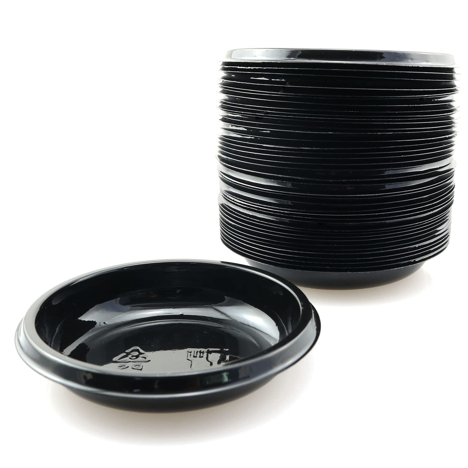 30-Pack Black Round Plastic Disposable Sauce Dishes - Small Dipping Bowls for Soy Sauce, Condiments, Soup & Seasoning - Perfect for Home, Restaurants, Parties & Catering Events