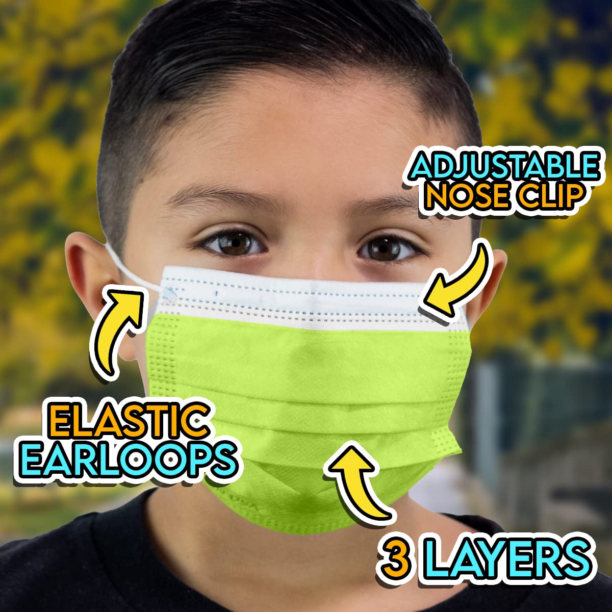 ASTM Level 3 Disposable Face Masks for Kids - Made in USA, Comfortable & Breathable with Nose Bridge - Colorful Protection for School, Church & Park Activities