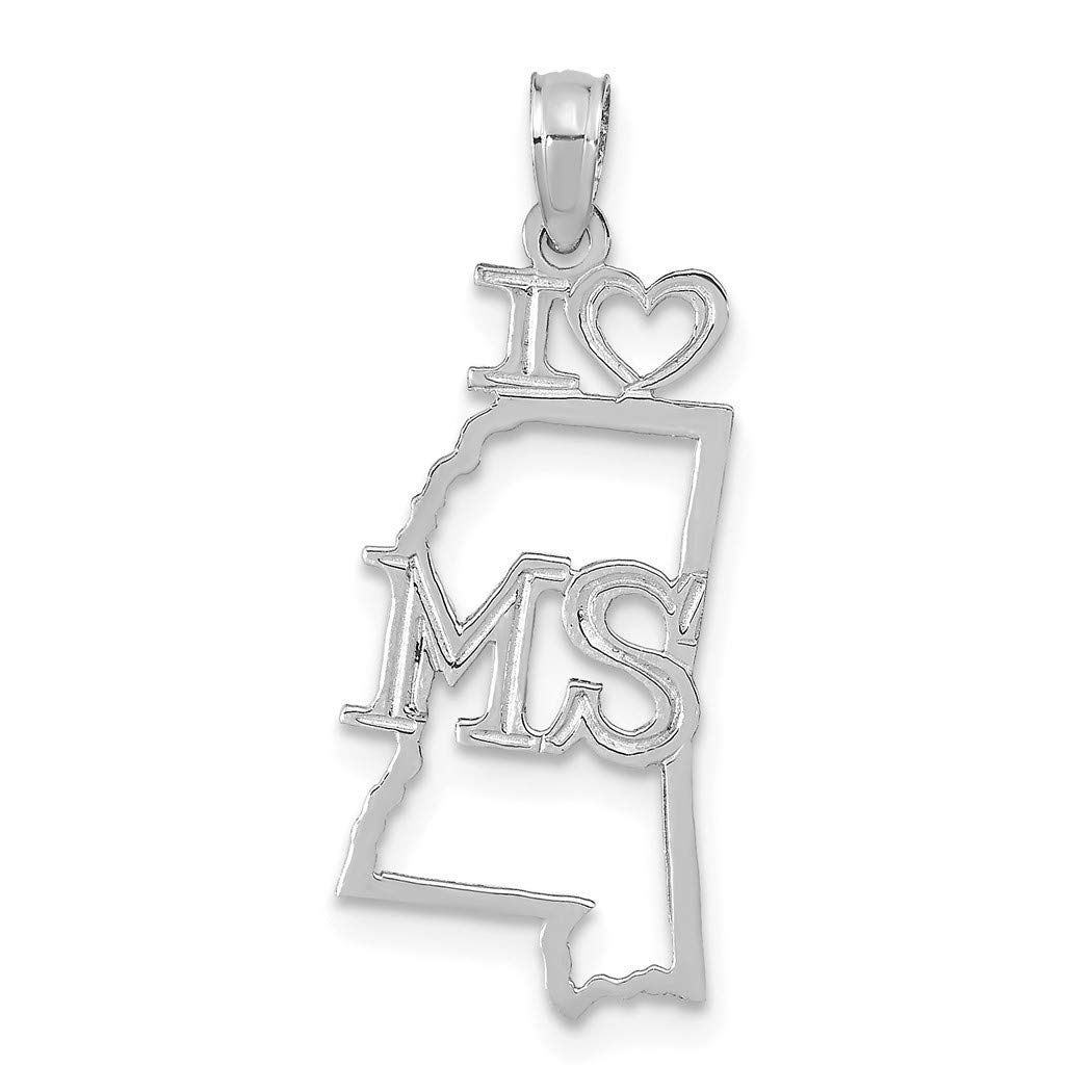 14K White Gold Solid Mississippi State Pendant Necklace - Elegant Jewelry Gift for Women, Graduation, Birthday & Anniversary - Perfect for Southern Pride & Everyday Wear