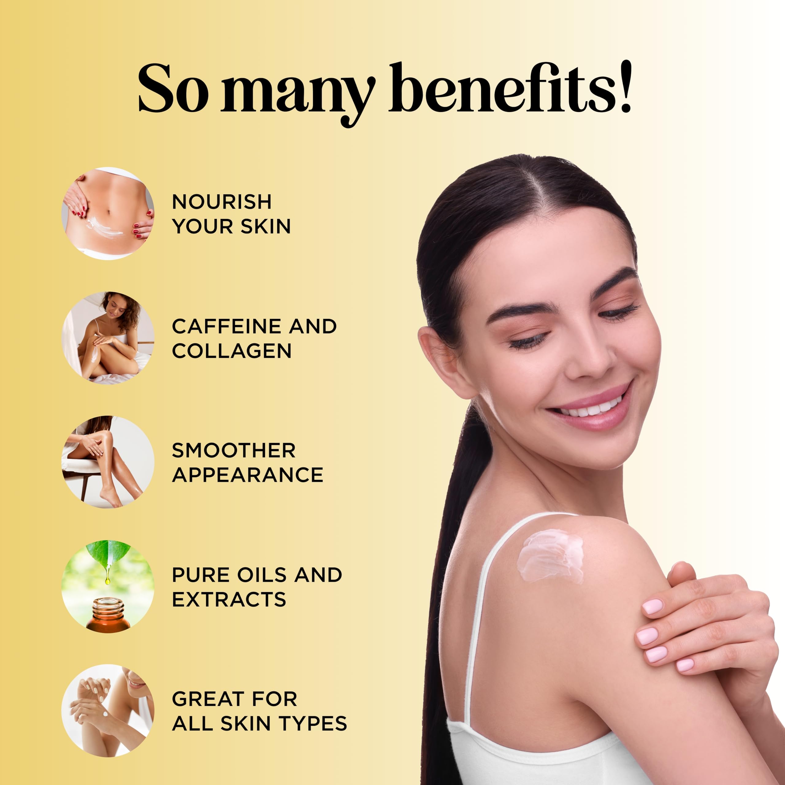 **Caffeine & Collagen Skin Firming Body Lotion for Women - Hyaluronic Acid Moisturizer for Dry, Crepey, Loose Skin & Cellulite - Tightening Lotion for Belly, Bum, Chest & Thighs - Perfect for Post-Pregnancy & Weight Loss Recovery**