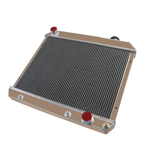4 Row Aluminum Radiator with Shroud Fan & Relay Kit - Compatible with 1963-1966 Chevy C/K 10 20 30 Pickup C10 C20 C30 - Perfect for Engine Cooling & Off-Road Performance