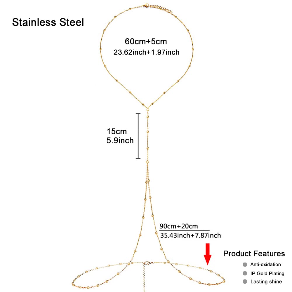 WANGGAO Women's Stainless Steel Body Chain - Elegant Waist Jewelry for Beach, Festival & Party Wear - Durable Belly Chain Accessory for Summer Outfits and Vacation Style