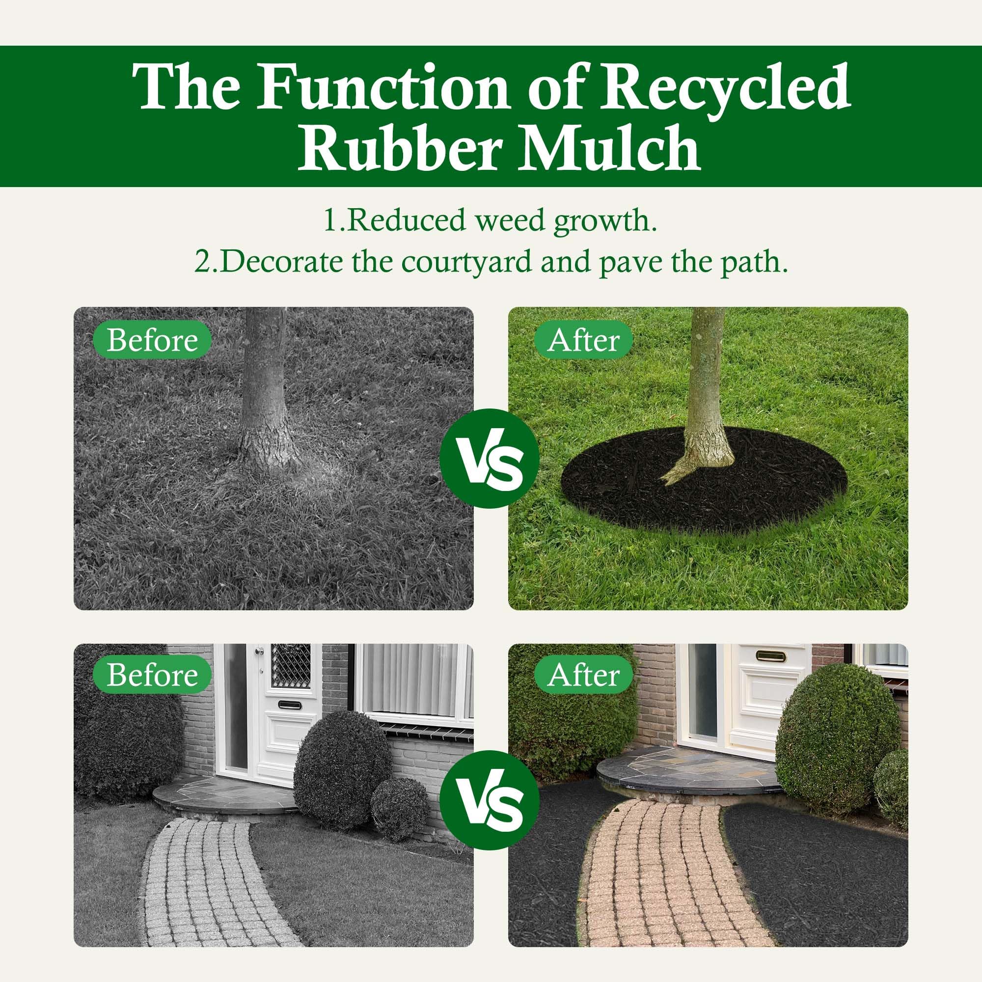 8'x2' Black Rubber Mulch Mat - Garden Barrier & Edging for Landscaping