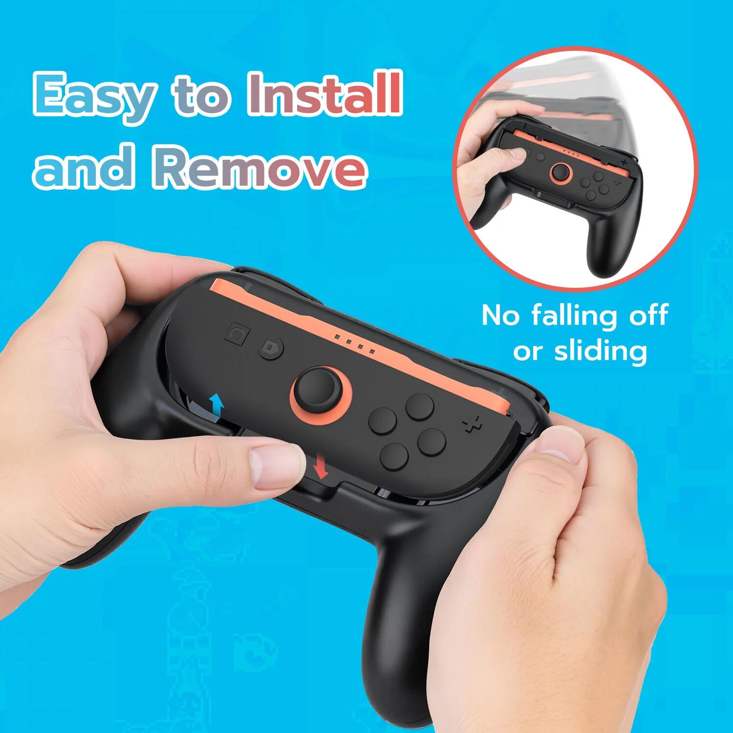DOBE Controller Grips for Nintendo Switch 2 Joy Con Controllers - Ergonomic Black Handles (TNS 3162) | Perfect for Gaming Comfort & Travel Accessories