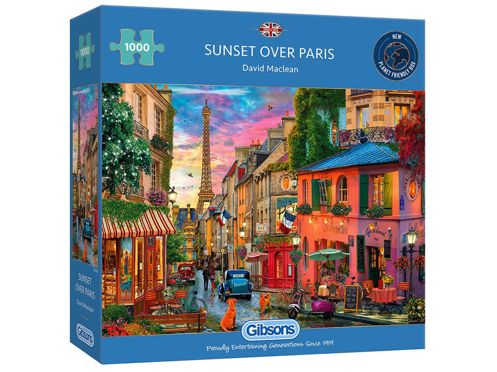 Gibsons 1000-Piece Sunset Over Paris Jigsaw Puzzle for Adults - Beautiful Eiffel Tower Landscape Art Puzzle for Relaxation & Home Decor