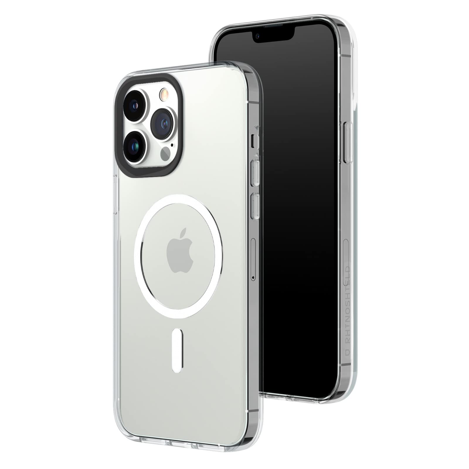 RhinoShield Clear MagSafe Compatible Case for iPhone 13 Pro Max | Ultra-Thin Magnetic Phone Cover with Anti-Yellowing Technology, Crystal Clear Protection & Customizable Camera Ring (Black) - Perfect for Everyday Use, Work & Travel