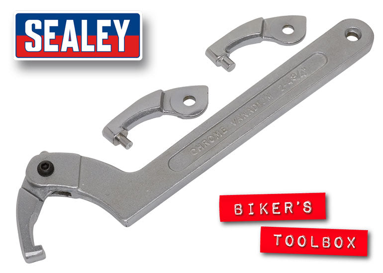 Sealey 4 Piece Hook & Pin Wrench Set (51-121mm) - Professional Automotive & Industrial Tool Kit for Mechanical Repairs and Maintenance