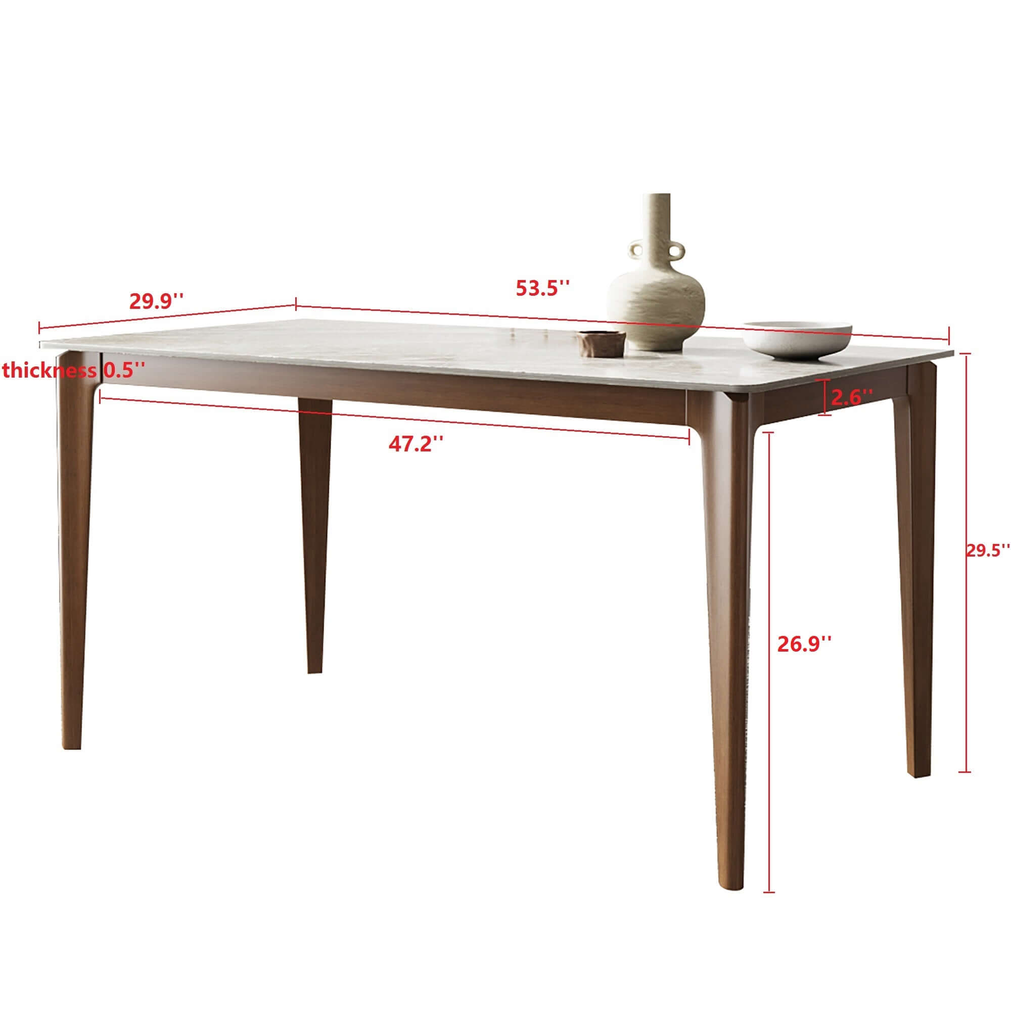 Minimalist 53.5 Inch Slate Wooden Rectangular Dining Table for 6 People - Perfect for Modern Dining Room, Kitchen, and Small Space Gatherings