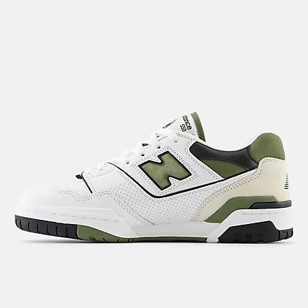 550 Sneaker for Men & Women - White, Dark Olivine & Black Colorway - Comfortable Casual Shoes for Walking, Running & Everyday Wear
