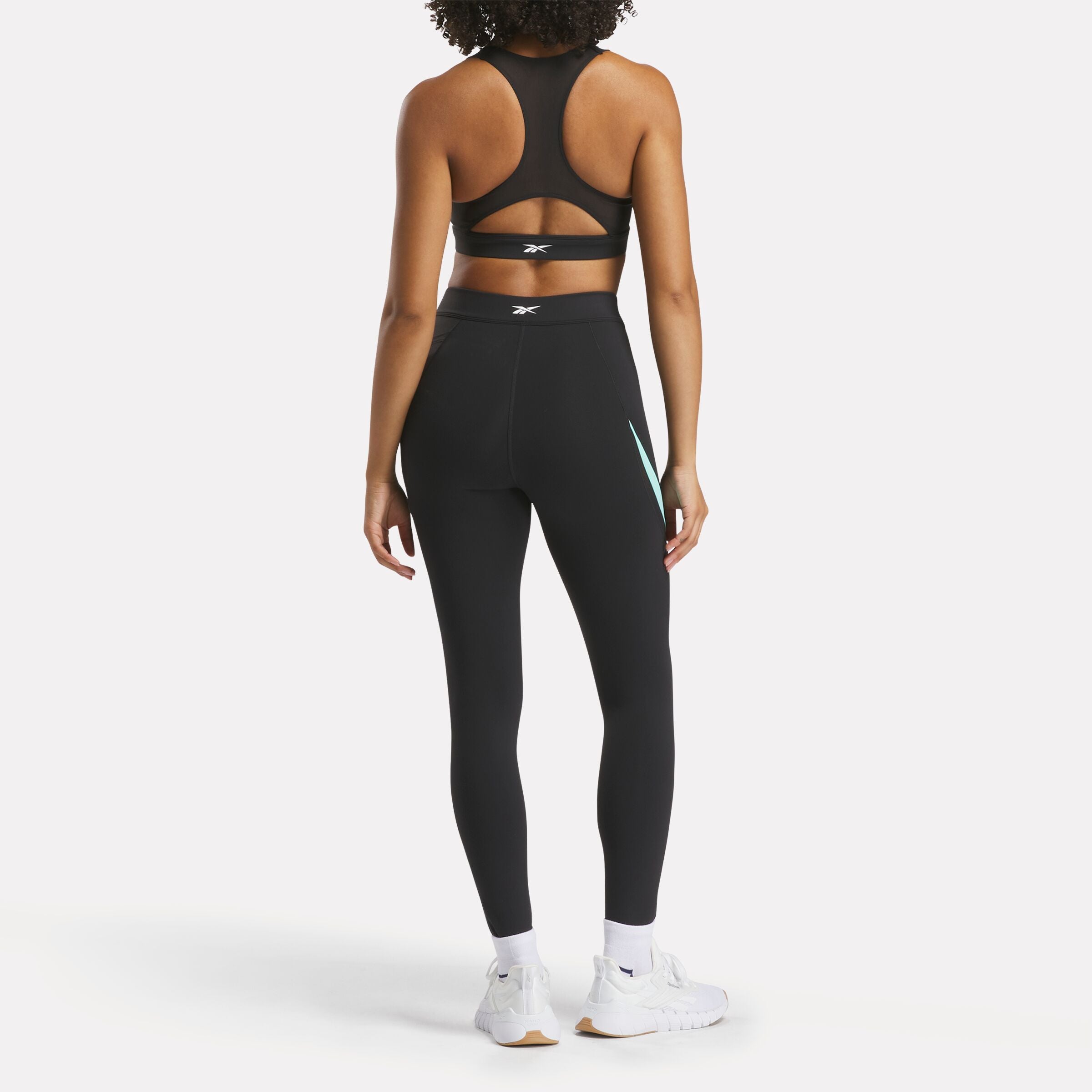 Lux Hr 7/8 Tight - High Waisted Yoga Pants for Women, Cb Black/Aqua - Perfect for Workouts, Running & Lounge Wear