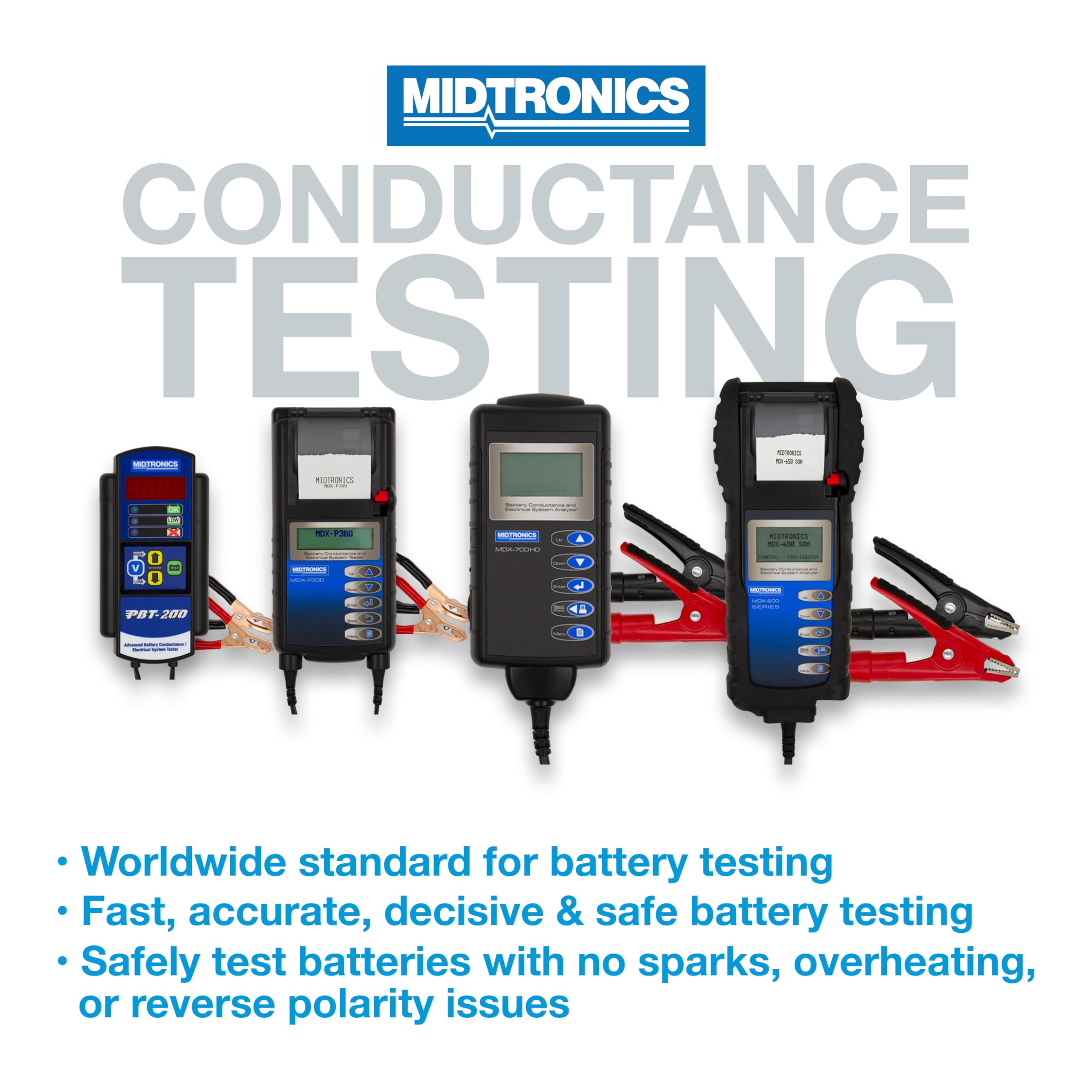 Midtronics PBT-200 12V Advanced Automotive Battery Diagnostic Tool - Electrical System Tester for 200-850 CCA Batteries - Conductance Testing & Service Diagnostics - Perfect for Mechanics & Auto Shops