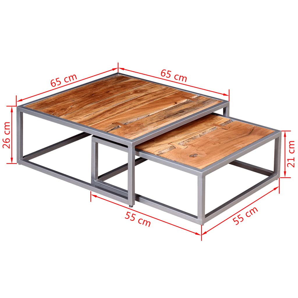 Fast Delivery - 2-Piece Coffee Table Set with Sofa Table, Solid Acacia Wood for Living Room | Modern Home Decor & Lounge Furniture