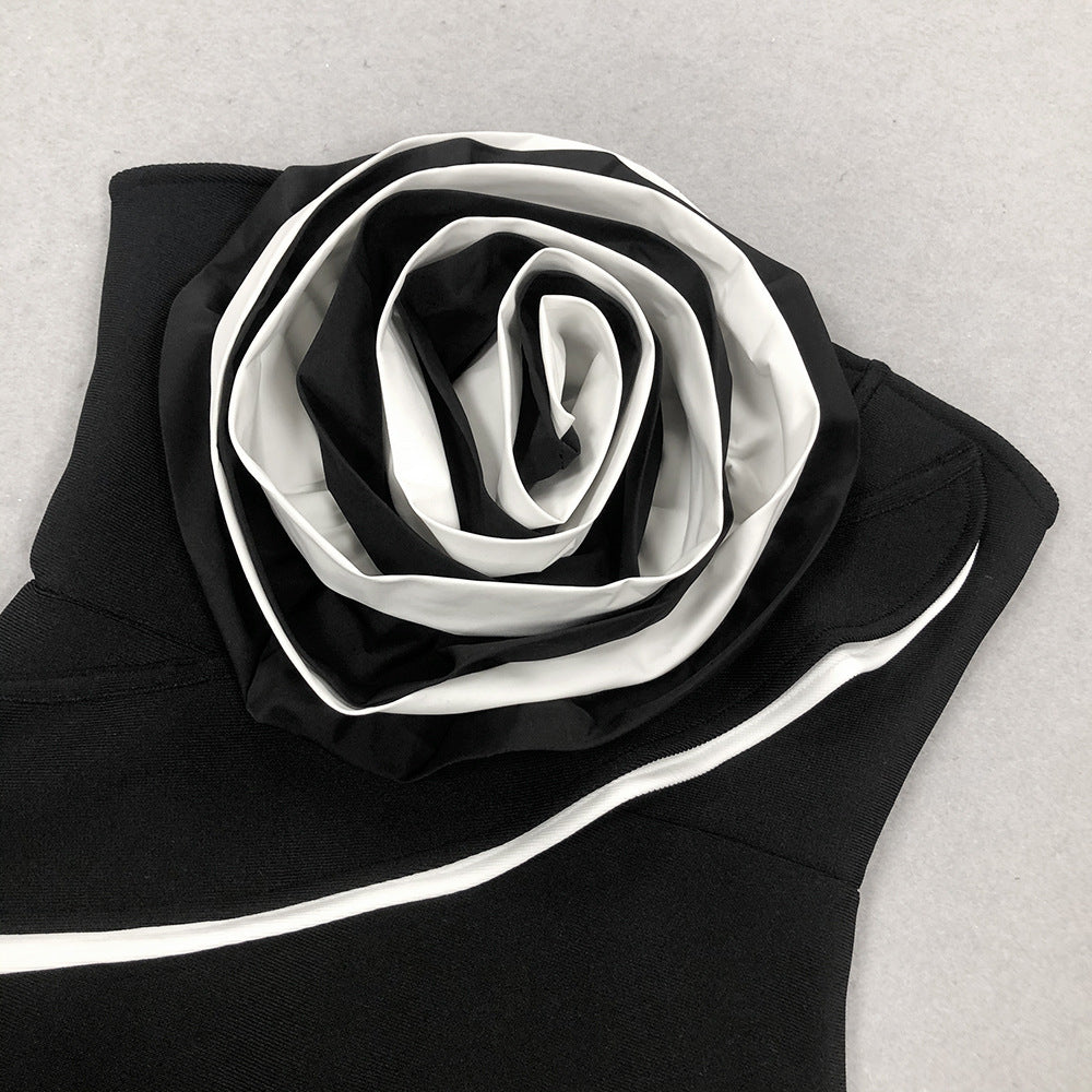 ANN Strapless Black Floral Bandage Maxi Dress - Perfect for Evening Parties, Weddings & Special Occasions