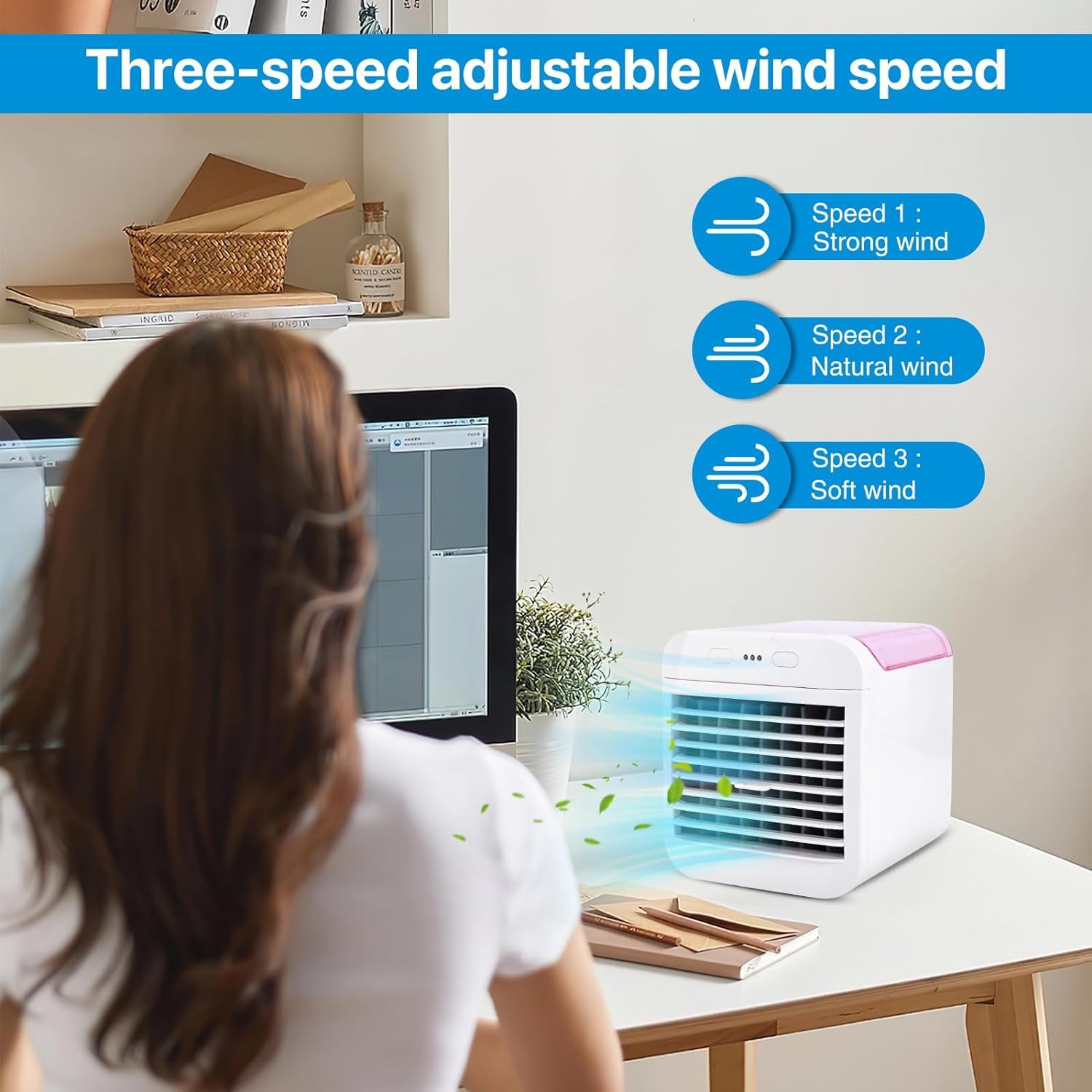 Portable Air Conditioner Fan with USB Power, Mini Air Cooler & Humidifier, Ultra Quiet Personal Cooling Fan for Home, Office, Travel, and Outdoor Use