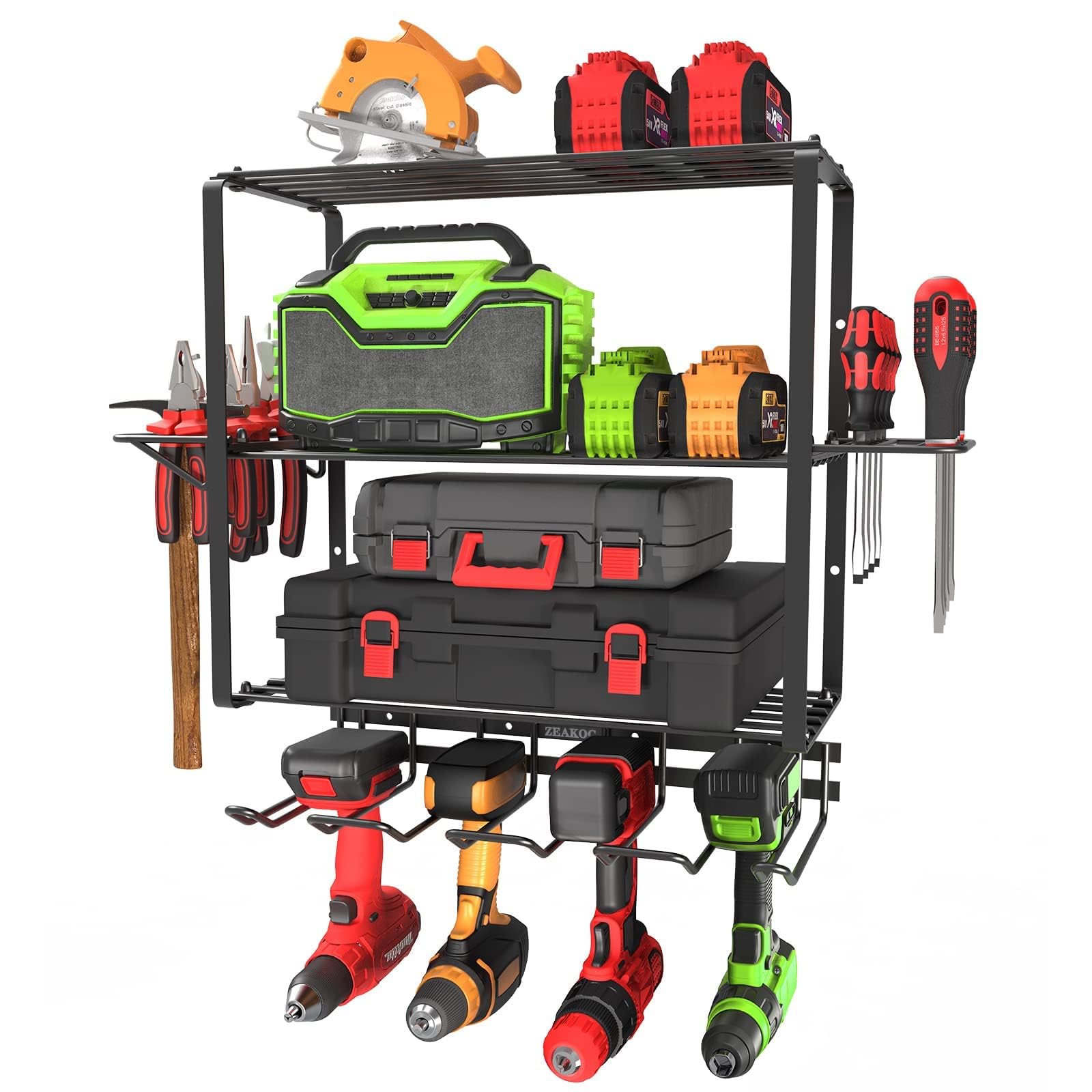 4-Layer Heavy Duty Metal Wall Mount Drill Holder - Power Tool Organizer for Garage & Workshop - Efficient Tool Storage Rack for Men, DIY Enthusiasts & Fathers - Perfect for Christmas Gifts & Home Organization
