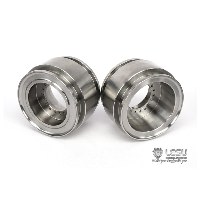 1/15 Scale Metal Stainless Steel Wheel Hubs with Rubber Tires for LESU Hydraulic Loader, DIY RC Car Model Truck & TAMIYA - Perfect for Off-Road Racing, Crawling and Scale Model Building