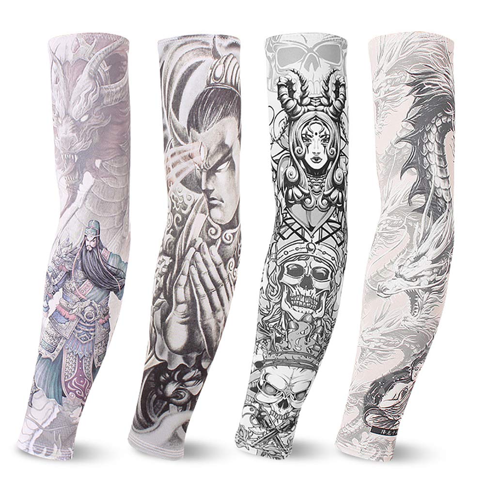 UV Protection Cooling Tattoo Arm Sleeves for Women - Breathable Basketball, Cycling, Running & Football Arm Warmers - Perfect for Outdoor Sports & Sun Protection