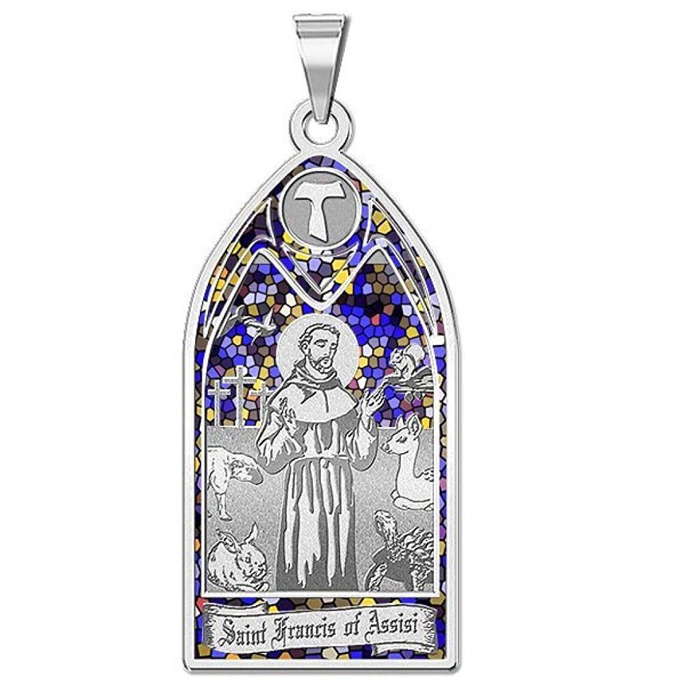 St. Francis of Assisi Sterling Silver Religious Medal Pendant - 1/2
