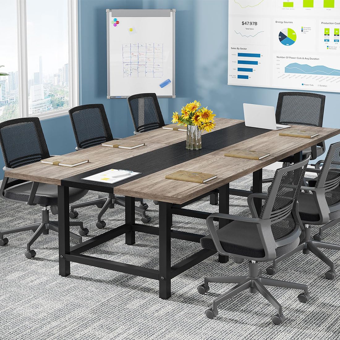 Tribesigns 6.5 Ft Rustic Wood Conference Table - 78.74