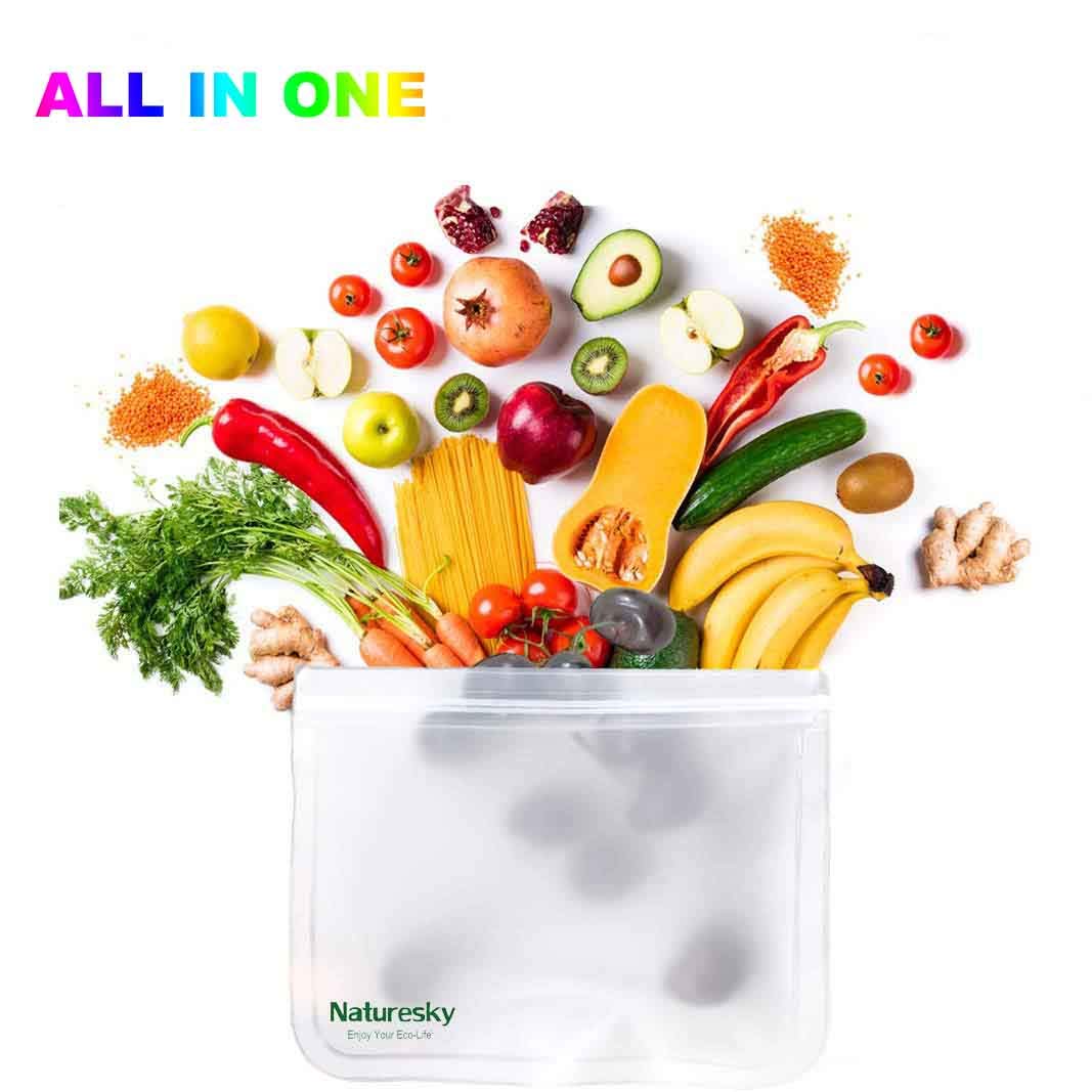 Eco-Friendly Reusable Storage Bags 10-Pack - BPA Free Freezer Safe Food Bags (3 Gallon + 4 Sandwich + 3 Snack Bags) | Leakproof Silicone Ziplock Bags for Meal Prep, Freezing & On-the-Go Snacks