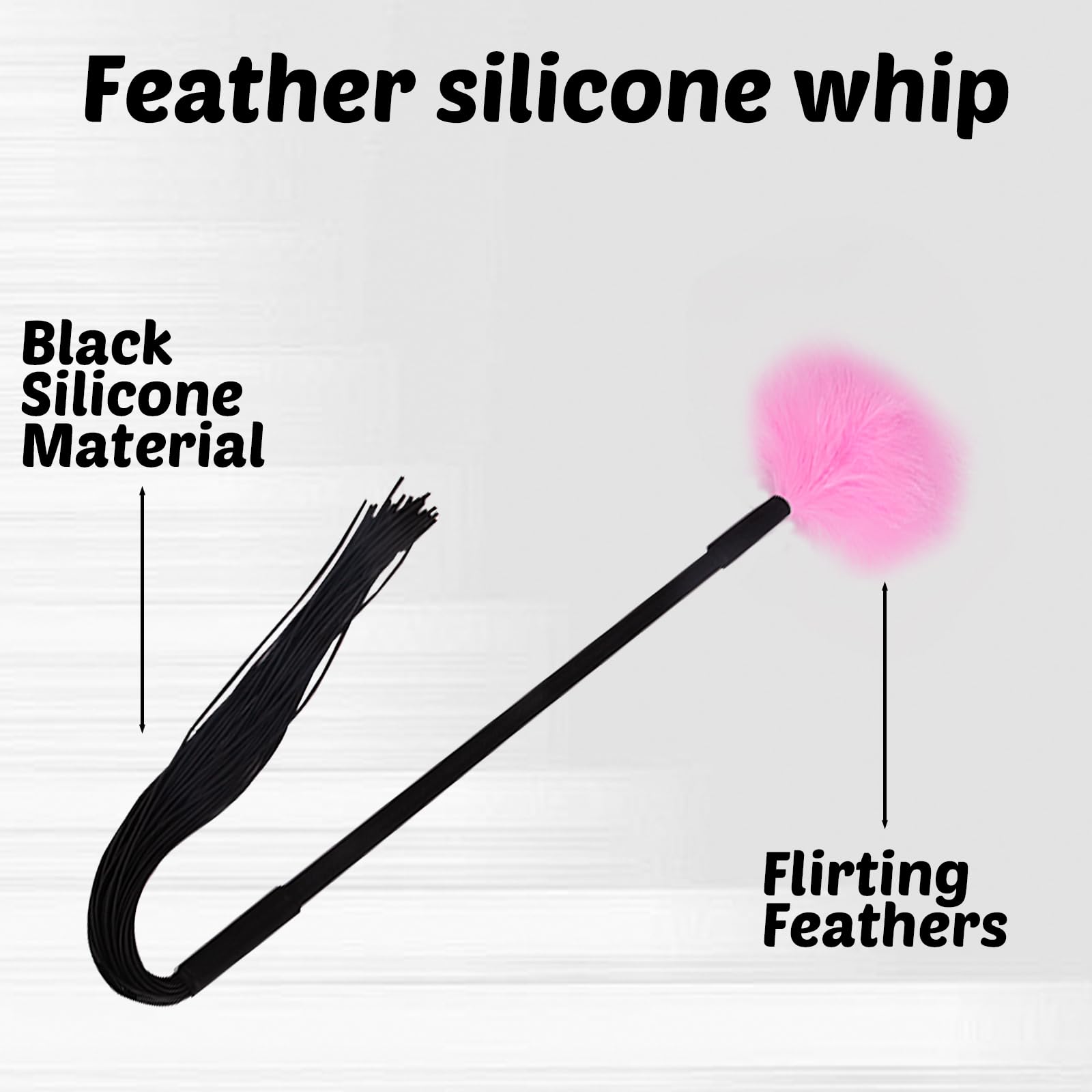 Premium Feather Teaser Stick - Multifunctional Sensual Massage Toy for Couples, Pink | Soft Rubber Whip for Foreplay & Intimate Play | Enhance Romance & Spice Up Your Love Life