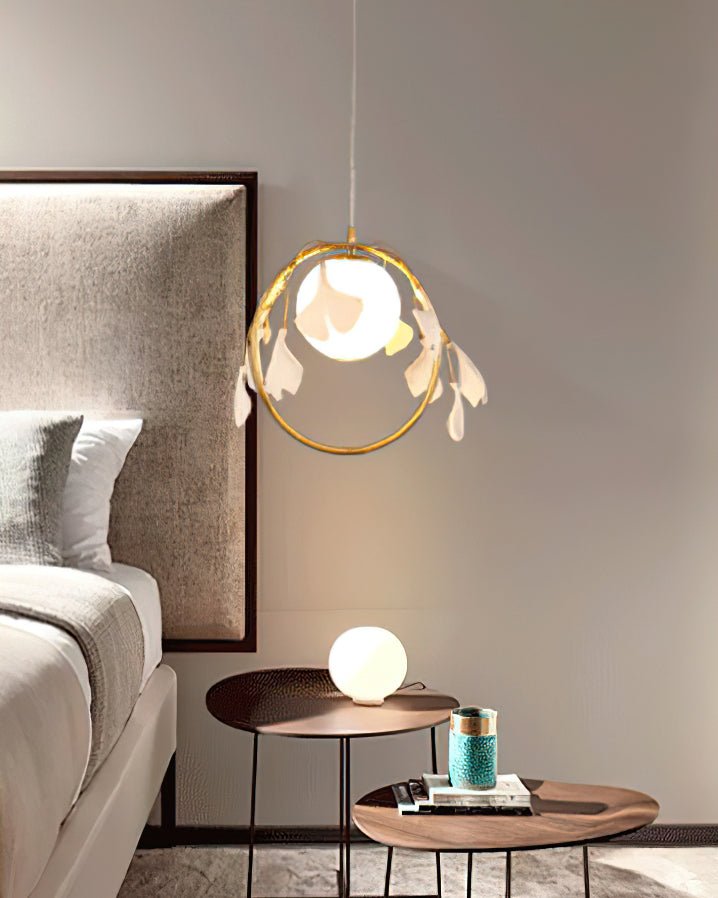 Gingko Leaf Pendant Light - Modern Handmade Glass Ceiling Lamp for Living Room, Bedroom, Dining Room - Nature-Inspired Home Decor Lighting Fixture