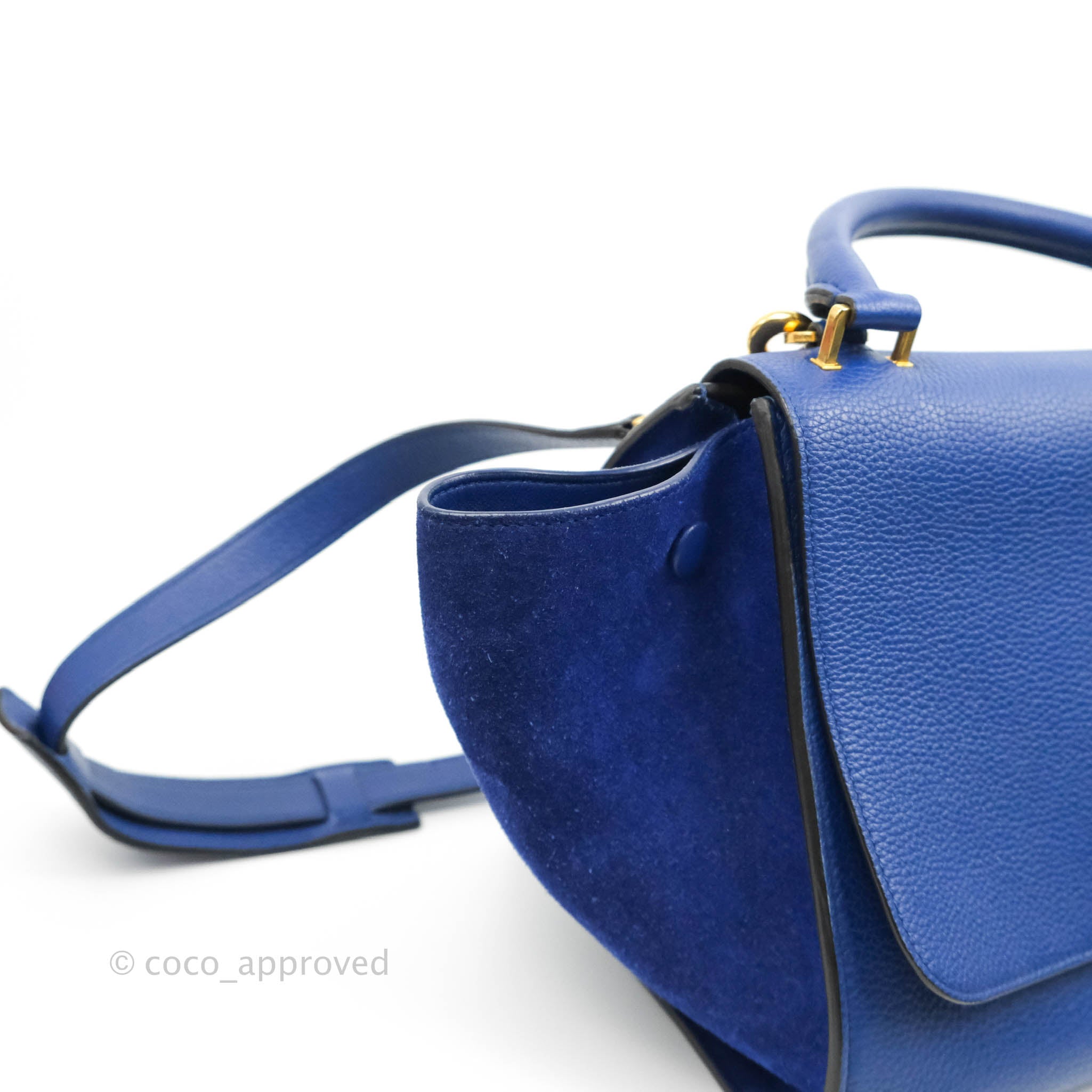 Celine Sleek Small Tri-Color Trapeze Bag in Blue Calfskin Leather - Perfect for Work, Travel & Everyday Use