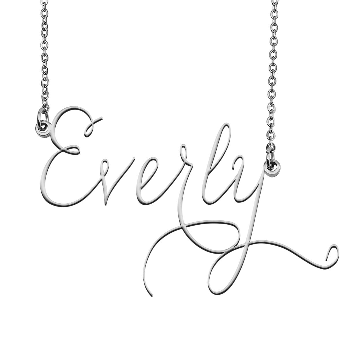 Custom Personalized Everly Name Necklace - 14K Gold Plated Nameplate Jewelry for Women, Birthday Gift for Her, Anniversary Present, Mother's Day, Valentine's Day - Perfect for Everyday Wear & Special Occasions