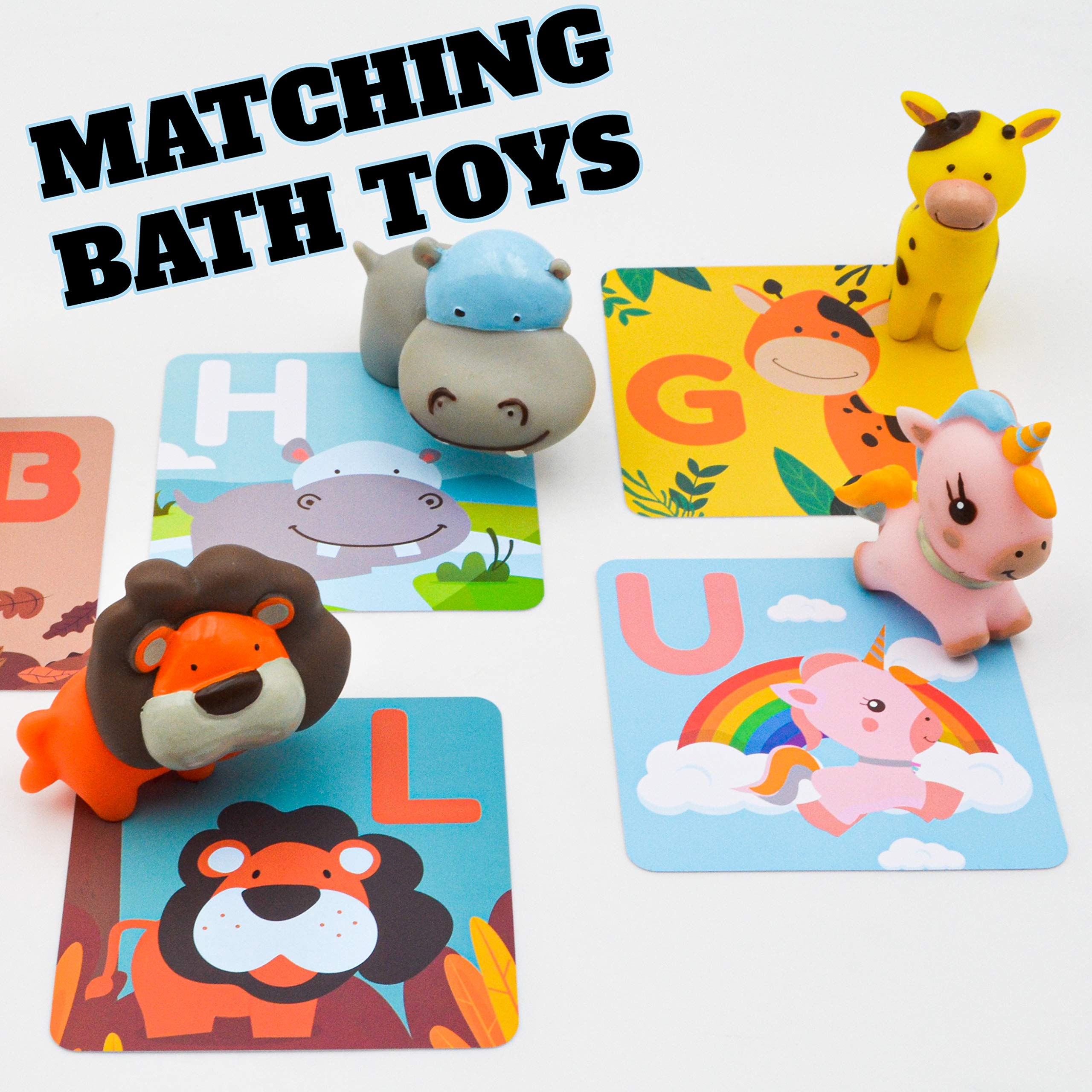 **SplashEZ Waterproof Bath Toys & Flashcards for Toddlers - 26 Alphabet Letters, Animal Words, Baby Bath Books - ABC Learning for Preschool & Kindergarten - Letter & Picture Recognition - Fun Educational Bath Time Activity**