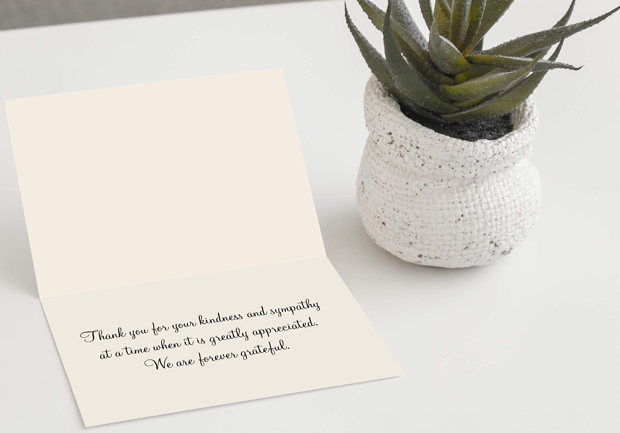 MPC Brands Religious Funeral Thank You Cards with Envelopes - 25 Pack Sympathy Bereavement Cards with Pre-Printed Message - Perfect for Memorial Services, Condolence Gifts & Grieving Families