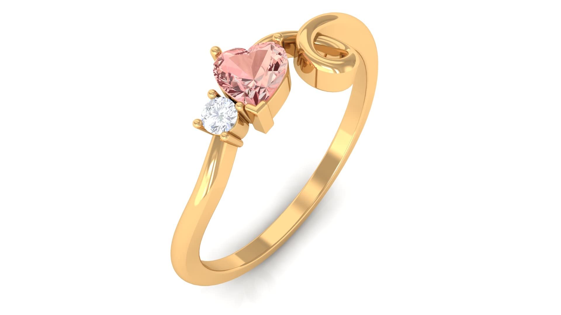 0.25 CT Heart-Shaped Morganite and Diamond Promise Ring for Women - 14K Solid Gold Twisted Band Engagement Ring - Perfect for Valentine's Day, Anniversary & Romantic Proposals