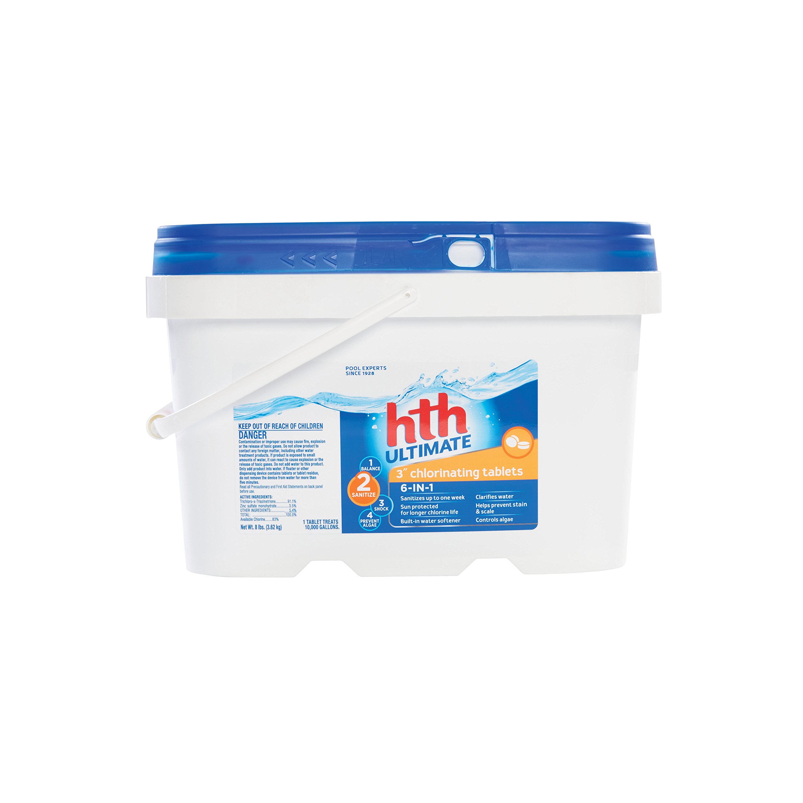 HTH 42018 Ultimate 3-Inch Chlorine Tablets for Swimming Pools – 8 lbs | Keeps Pool Water Clean & Safe for Swimming, Hot Tubs & Spas