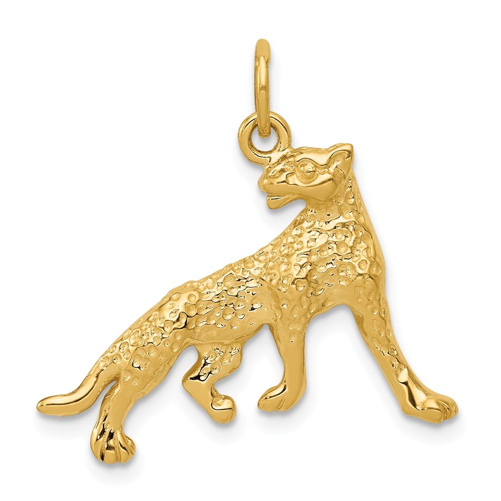 14K Yellow Gold Cheetah Charm Pendant Necklace - Elegant Animal Jewelry for Women - Perfect for Casual Wear, Parties & Gift Giving