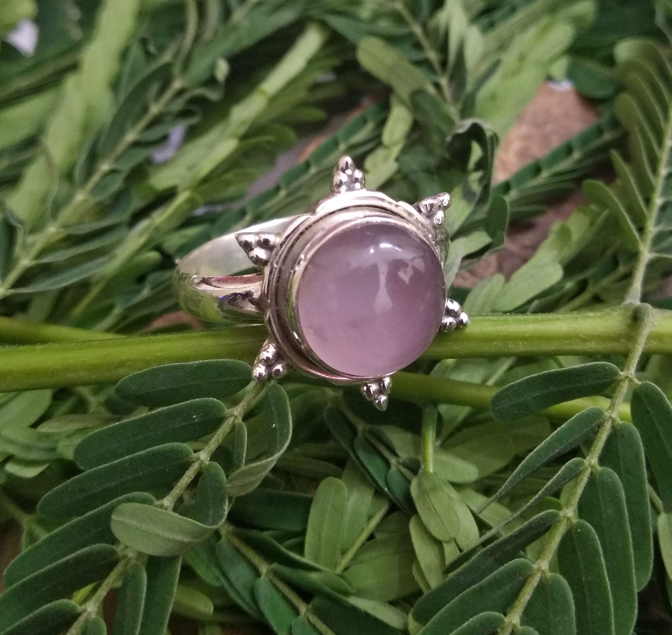 Genuine Rose Quartz Sterling Silver Ring - Handmade Bohemian Jewelry for Women, Promise & Love Ring with Pink Stone, Perfect for Wedding, Engagement & Gifts - Ideal for Romantic Occasions, Anniversaries & Special Moments