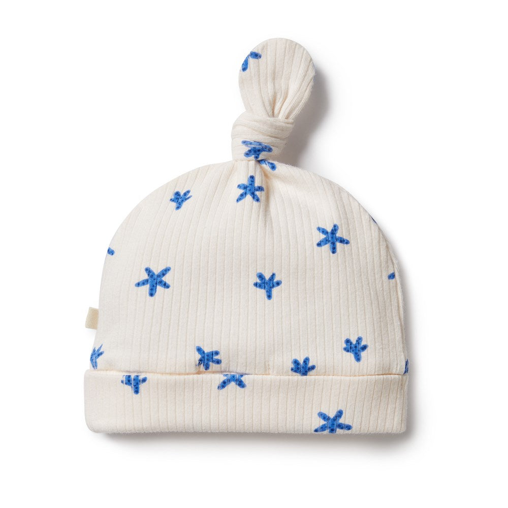 Little Starfish Organic Cotton Rib Knot Baby Hat - Soft & Breathable for Newborns, Infants & Toddlers - Perfect for Photoshoots, Outings & Everyday Comfort