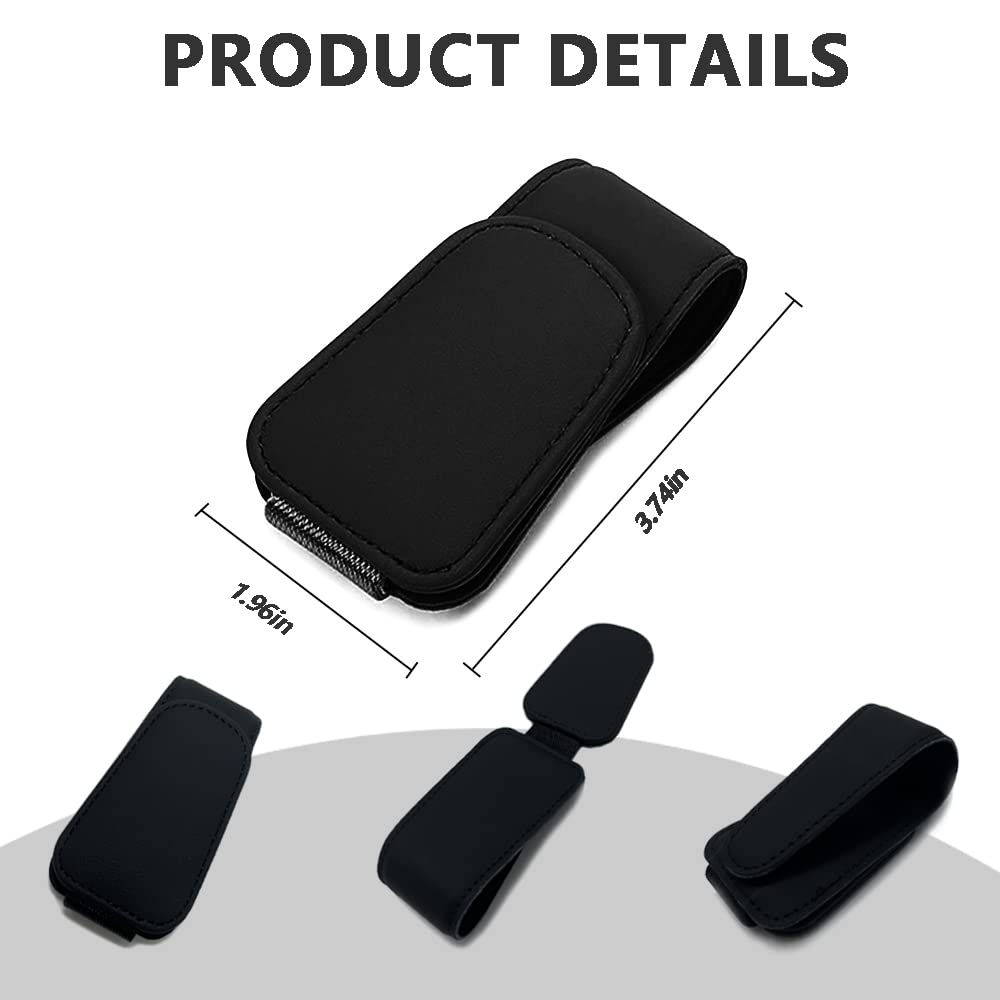 Magnetic Leather Sunglass Holder for Car - Sun Visor Eyeglass Hanger Clip & Ticket Card Organizer | Perfect for Driving, Road Trips and Daily Commute