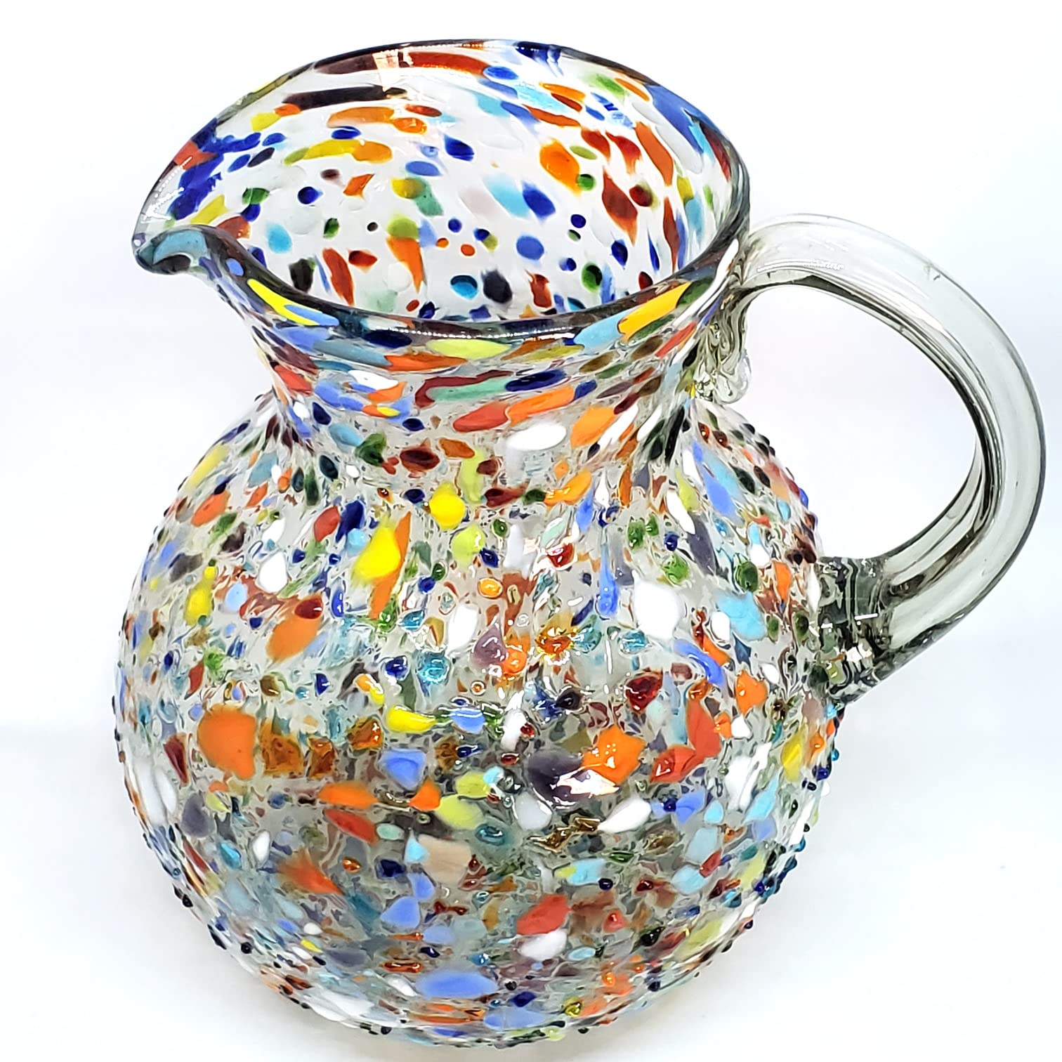 120 oz Large Confetti Rocks Bola Pitcher - Lead-Free & Toxin-Free Recycled Glass Drink Dispenser - Perfect for Parties, Weddings & Outdoor Events