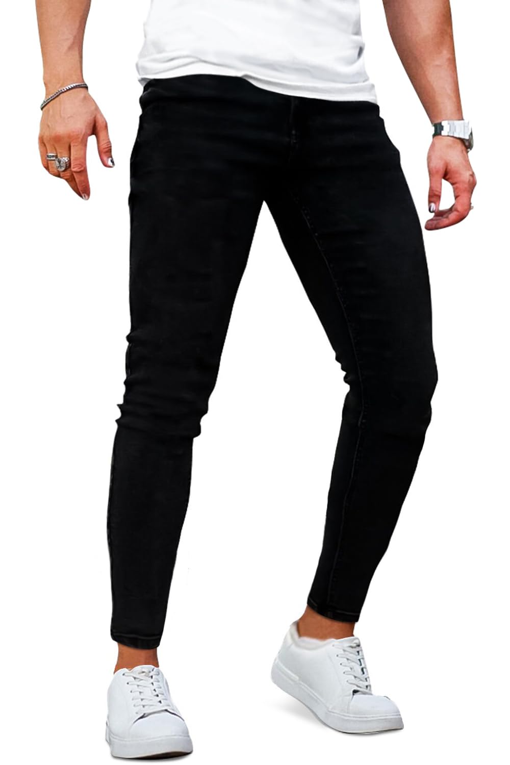 GINGTTO Men's Ripped Jeans Slim Fit Skinny Stretch Denim Pants for Casual Wear & Street Style | Comfortable & Fashionable Distressed Jeans for Everyday Outfits