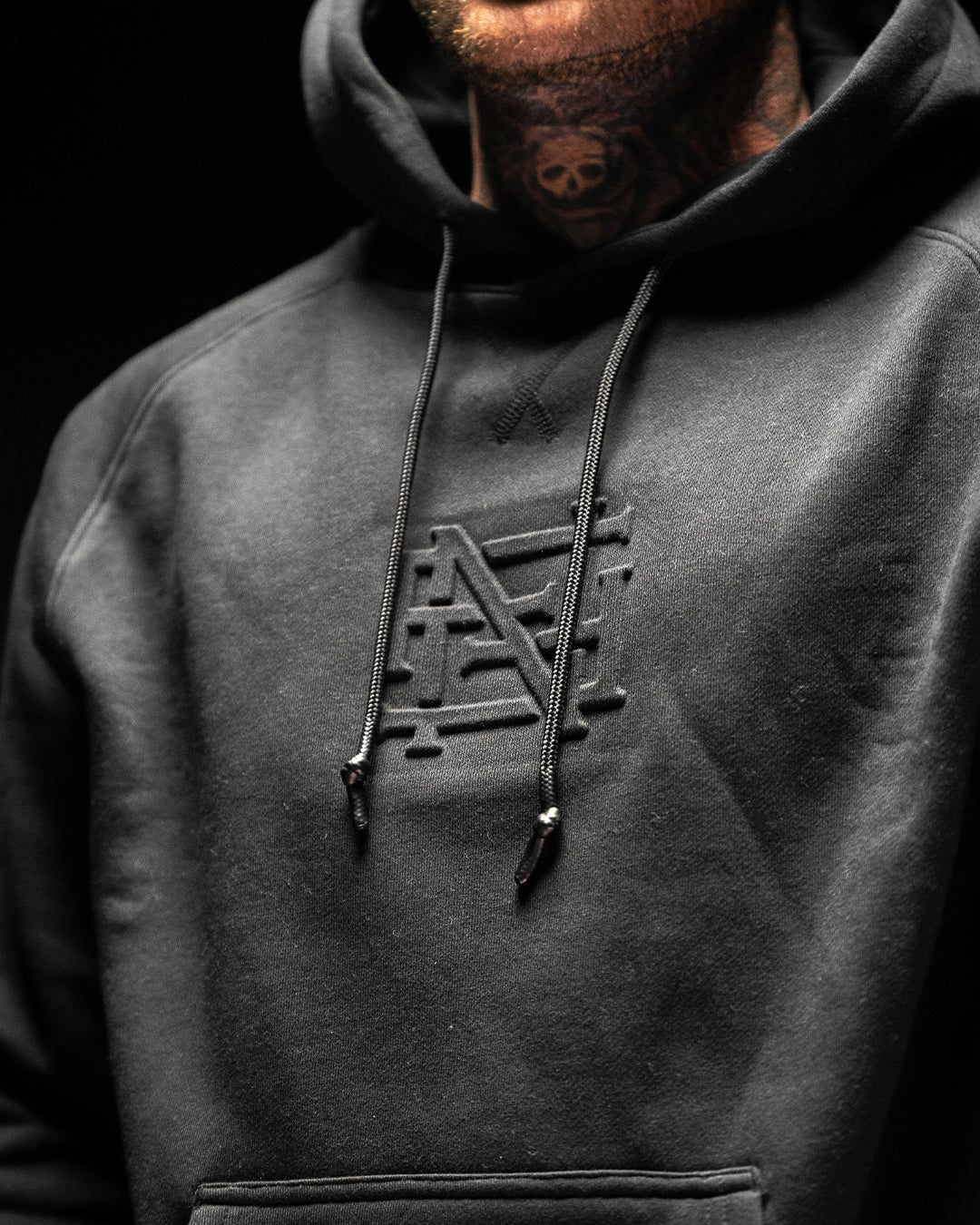 Stylish Black Embossed Pullover Sweatshirt for Men & Women - Perfect for Casual Wear, Outdoors, and Layering